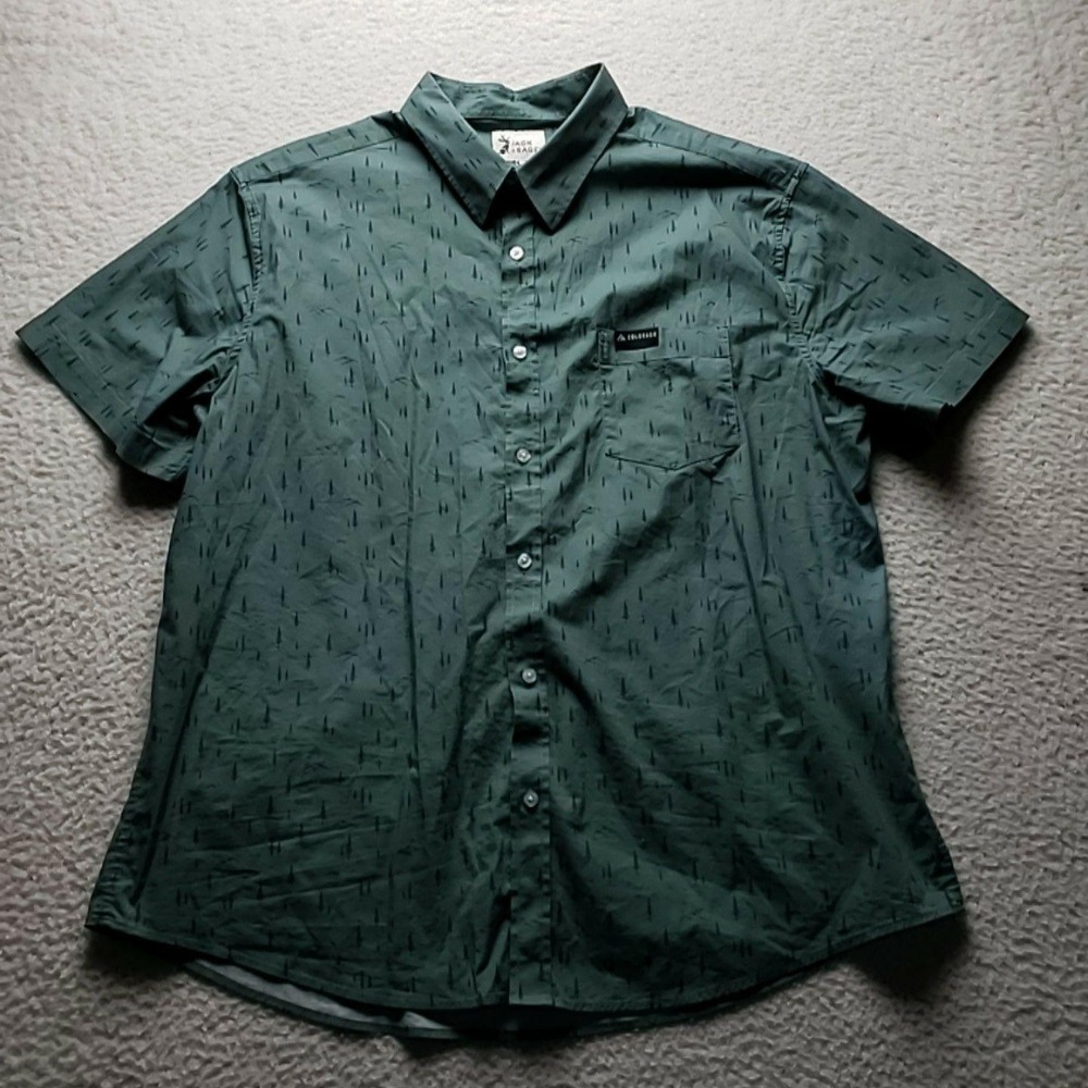 Jack + Sage Shirt Mens 2XL Green Colorado Tree Print Short Sleeve Button-Up